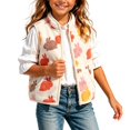 thumbnail image 1 of Toddler Girls Sherpa Fleece Vest Zip-Up Cartoon Print Sleeveless Plush Cute Jacket Vests with Pocket White, Size 5 Y, 1 of 5