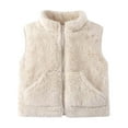 thumbnail image 1 of Toddler Girls Sherpa Vest Plush Fleece Zipper Jackets Sleeveless Stand Collar Fall Winter Warm Outerwear with Pockets White, 5 Years, 1 of 7