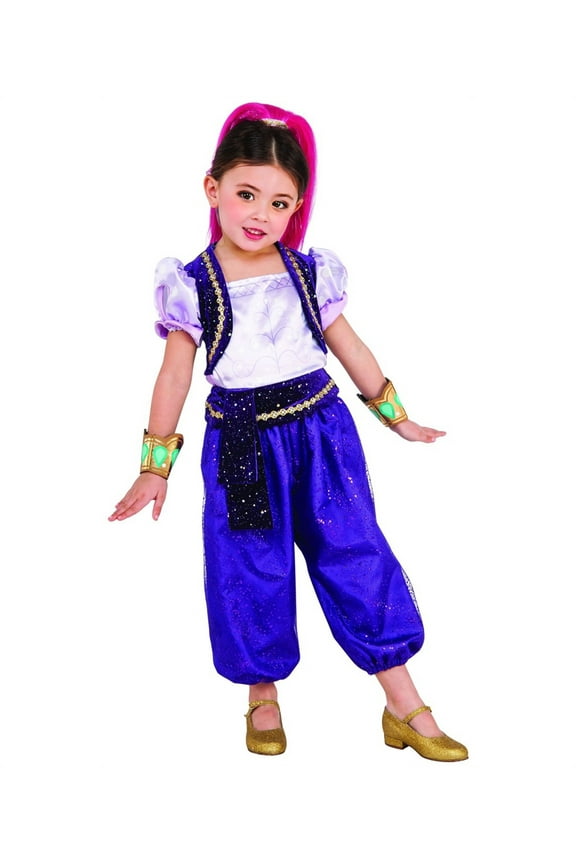 Toddler & Girls Shimmer & Shine Purple Genie Halloween Jumpsuit Costume 2T-3T