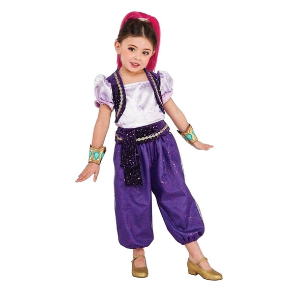 Toddler & Girls Shimmer & Shine Purple Genie Halloween Jumpsuit Costume 3T-4T