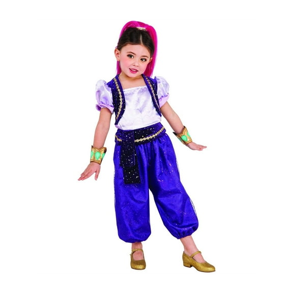 Toddler & Girls Shimmer & Shine Purple Genie Halloween Jumpsuit Costume 3T-4T