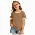thumbnail image 1 of Toddler Girls Shirt Toddler Girl Tees Toddler Baby Boy Girl Short Sleeve Crew Neck T Shirt Pullover Sweatshirt Summer Basic Tee Solid Casual Clothes Gibobby,110,Brown, 1 of 5