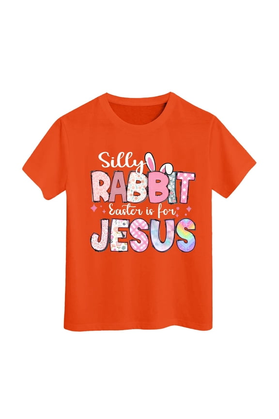 Toddler Girls Shirts 4t Crew Neck Easter Print Tunic Tops Casual Trendy Tops Tee Clothes for Children,Orange,4-5 Years
