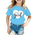 thumbnail image 1 of Toddler Girl Shirts Kid Girls Cute Graphic Print Round Neck Short Sleeve Tee Summer Casual T Shirt Tops Blue Girls' Tops, Tees & Blouses,9-10Y, 1 of 5