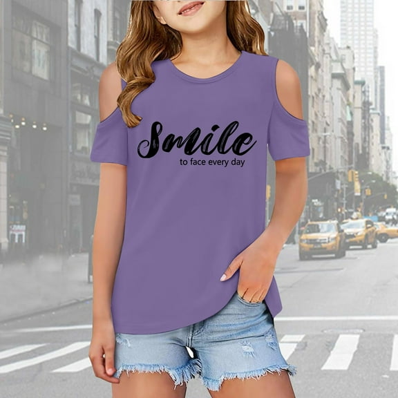 Toddler Girls Shirts Graphic Short Sleeve Tshirts Cut-Out Design Summer Tops Crewneck Tees Outfits for Girls 3-4 Years