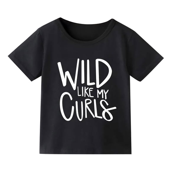 Toddler Girls Shirts Kids Baby Unisex Spring Summer Letter Print Cotton Short Sleeve Clothes Cute Tops for Girls Size 5-6T