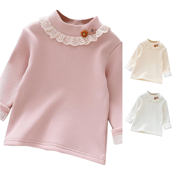 Toddler Girls' Shirts Long Sleeve Top Solid Color Base Shirt Slim Autumn Drawstring Casual Cardigan T Shirt Top Size 18-24 Months ,Pink