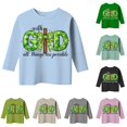 thumbnail image 1 of Toddler Girls' Shirts Long Sleeve Top St. Day Graphic Print Crew Neck Casual Shirt Top Size 4-5T ,Blue, 1 of 4