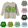 thumbnail image 1 of Toddler Girls' Shirts Long Sleeve Top St. Day Graphic Print Crew Neck Casual Shirt Top Size 4-5T ,Brown, 1 of 4