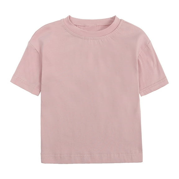 Toddler Girls Shirts Short Sleeve Casual Crewneck Tee Tops Solid Color Soft Comfortable Blouse Summer T-Shirts Pink 4-5 Years