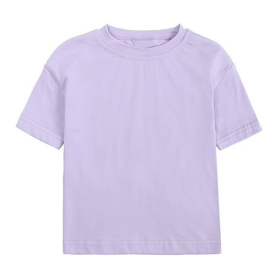 Toddler Girls Shirts Short Sleeve Casual Crewneck Tee Tops Solid Color Soft Comfortable Blouse Summer T-Shirts Purple 6-12 Months