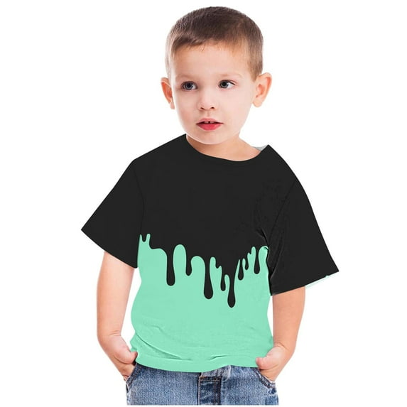 Toddler Girls Shirts - Short Sleeve Shirts Kids T Shirts Cotton Tshirts Color Block Tees Girls Summer Tops T-Shirts Casual Loose Blouse Green-2 9-10T