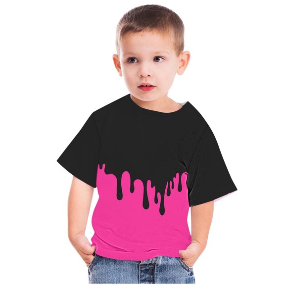 Kids Shirts - Short Sleeve Shirts T Shirts Cotton Tshirts Color Block Tees Summer T-Shirts Casual Loose Blouse 5- Tops 6T