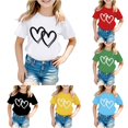 thumbnail image 1 of Toddler Girls' Shirts Short Sleeve Top Cute Graphic Round Neck Tee Summer Casual Shirt Size 3-4T ,White, 1 of 5