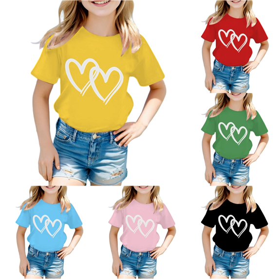 Toddler Girls' Shirts Short Sleeve Top Cute Graphic Round Neck Tee Summer Casual Shirt Size 3-4T ,Yellow
