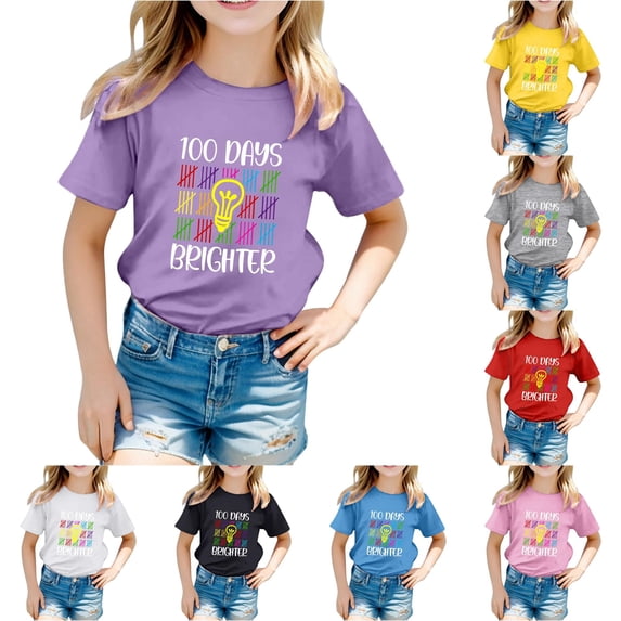 Toddler Girls' Shirts Short Sleeve Top Kids Unisex Graphic Letter Print T Shirt for Back To School Casual Tee Size 2-3T , Purple