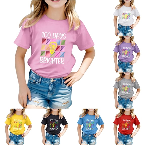 Toddler Girls' Shirts Short Sleeve Top Kids Unisex Graphic Letter Print T Shirt for Back To School Casual Tee Size 3-4T , Pink