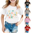 thumbnail image 1 of Toddler Girls' Shirts Short Sleeve Top for Back To School Casual Top with Print Round Neck Shirt Size 3-4T , White, 1 of 4
