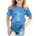 thumbnail image 1 of Toddler Girls Shirts Size 5t Crewneck Short Sleeved Fashion Letter Prints Shirt Soft Comfy Oversized Pullover Tops(Ocean Animal, Blue, 6-7 Years), 1 of 3