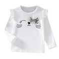 thumbnail image 1 of Toddler Girls Shirts Soft Crewneck Comfort Basic Print Long Sleeve Girls' Tops, Tees & Blouses Size 4-5T,White, 1 of 4