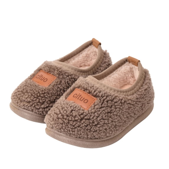 Toddler Girls Shoes Fleece Warm Slippers Non-Slip Warm Indoor Home Slip-On Autumn Winter Shoes for Girls 2.5T-3T