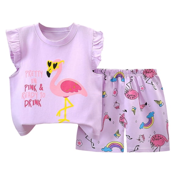 Toddler Girls Short Flutter Sleeve Outfit Set, 2-Piece Girls Fall Outfits for School
