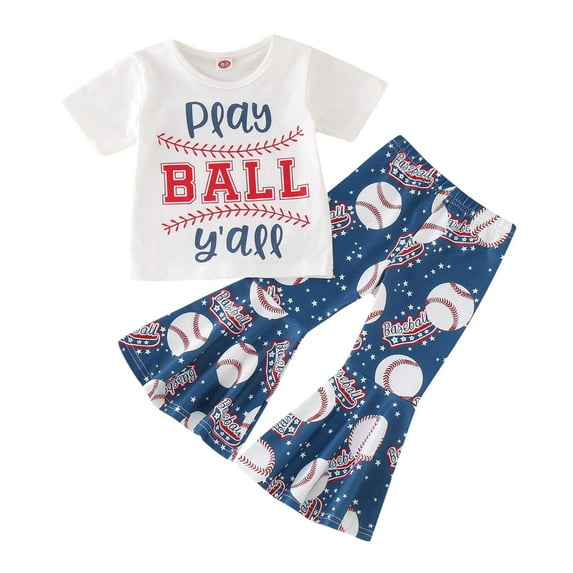 Toddler Girls Short Sleeve Baseball Printed T Shirt Pullover Tops Bell Kids Clothes Pants Girls Baby Girl Outfit with Elephants Junior Outfits Teen Girls Blankets Stretchy Baby Girl Gowns Blankets