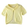 thumbnail image 1 of Toddler Girls Short Sleeve Bolero Cardigan Sweaters Kids Knit Button Open Front Lettuce Trim Shrug Cropped Cute Sweater Tops, 1 of 5