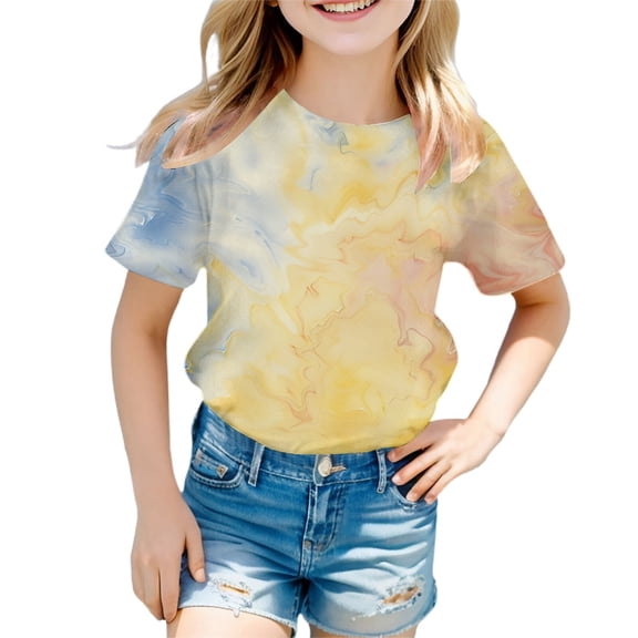 Toddler Girls Short Sleeve Casual Summer Tops Kids Tee Tops Modern Fit Kids Back To School Outfit Dressy Summer Blouse for Girls