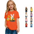 thumbnail image 1 of Toddler Girls' Short Sleeve Crew Neck Tee T-Shirt Easter Graphic Print Tee Top Size 2-3T , Orange, 1 of 4