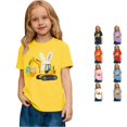 thumbnail image 1 of Toddler Girls' Short Sleeve Crew Neck Tee T-Shirt Easter Graphic Print Tee Top Size 3-4T , Yellow, 1 of 4