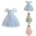 thumbnail image 1 of Toddler Girls Short Sleeve Embroidered Flower Tulle Dress with Puff Flutter Sleeves – Summer Birthday Party Princess Dance Dress, 1 of 9
