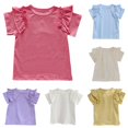 thumbnail image 1 of Toddler Girls' Short Sleeve Graphic T-Shirts Round Neck Solid Color Top Size 4-5T ,Pink, 1 of 4