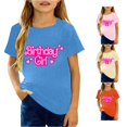 thumbnail image 1 of Toddler Girls Short Sleeve Shirts Summer Tops Fashion Casual Graphic Print Tee Shir Size 4-5T ,Blue, 1 of 4