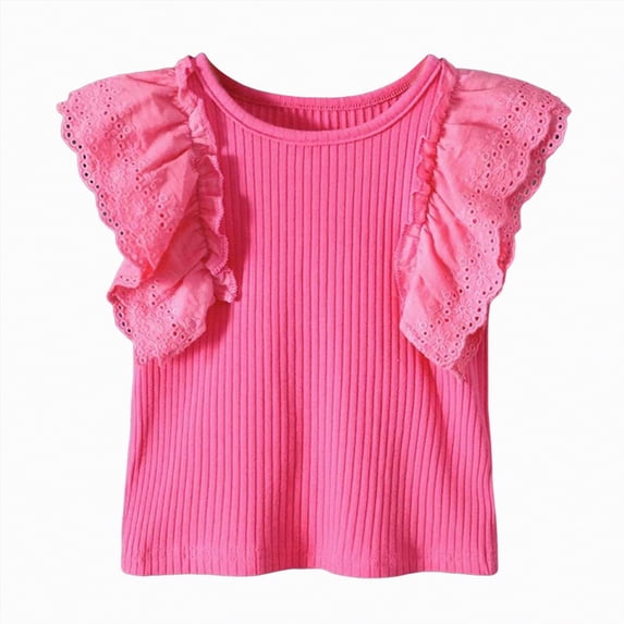Toddler Girls Short Sleeve Shirts solid color short sleeve shirt 0-24 Months 2t 3t 4t 5t 6t 7t Cotton T-Shirts Summer Basic Tees Tops Clothes for Kids Gibobby,4-5 Years,Hot Pink