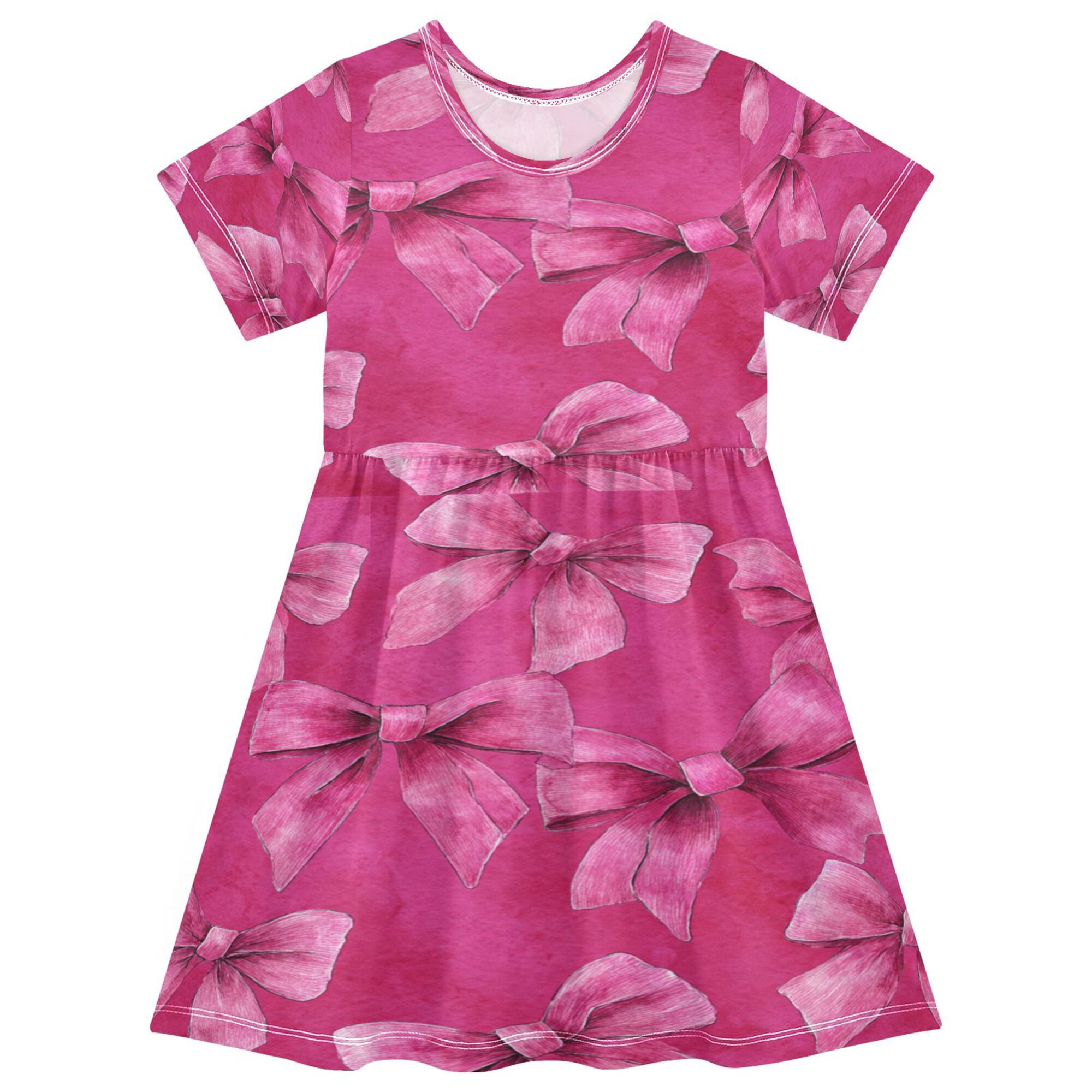 cute summer dress kids Summer Arrival Baby Kids Girls Cute Short Sleeves Strawberry Pattern Printed Dress 90 (12-24M) / Colorful