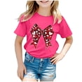 thumbnail image 1 of Toddler Girls Short Sleeve T-Shirts Cotton Soft Tees Kids Summer 24 Months 2t 3t 4t 5t 6t 7t Casual Basic Crew Neck Daily Wear Tops Gibobby,9-10 Years,Hot Pink, 1 of 5