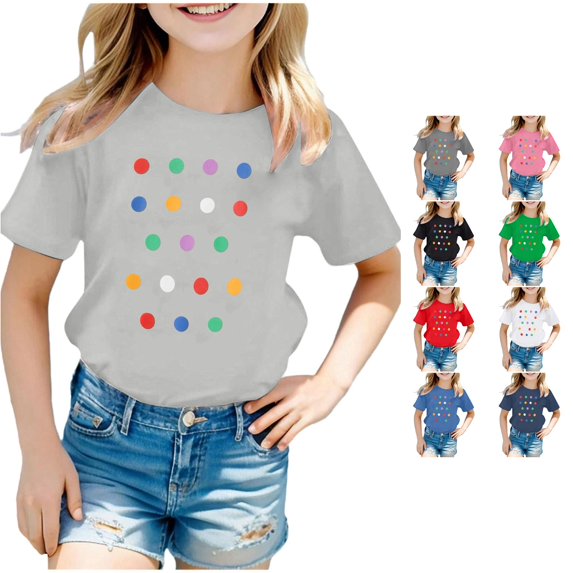 Toddler Girls Short Sleeve T-Shirts Crewneck Tops Casual Print T Shirt Top Size 2-3T ,White