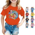 thumbnail image 1 of Toddler Girls Short Sleeve T-Shirts Crewneck Tops Cute Printed T Shirt Top Size 4-5T ,Orange, 1 of 4