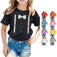 thumbnail image 1 of Toddler Girls Short Sleeve T-Shirts Crewneck Tops Easter Graphic Print T Shirt Top Size 3-4T , Black, 1 of 4