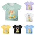 thumbnail image 1 of Toddler Girls Short Sleeve T Shirts Easter Printed Crew Neck Casual Shirt Size 3-4T ,Green, 1 of 4