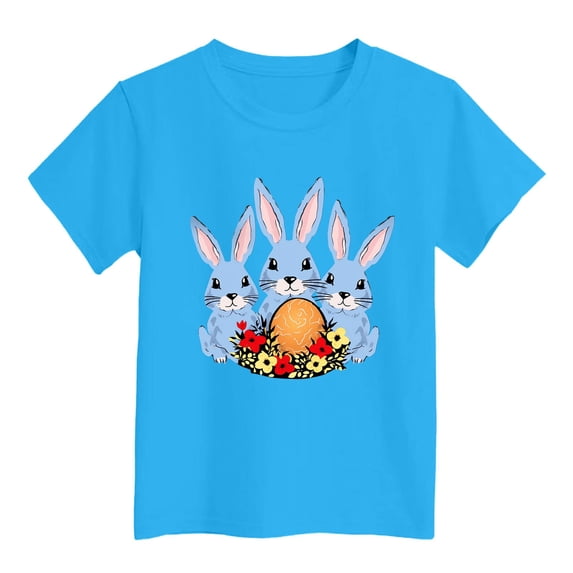 Toddler Girls Short Sleeve T Shirts Easter Shirt Easter Cartoon Casual Crewneck Basic Tees Cute Shirts For Boys 18-24 Months