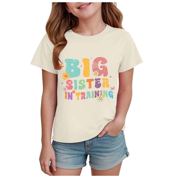 Toddler Girls Short Sleeve T-Shirts Kids Summer 24 Months 2t 3t 4t 5t 6t 7t Oversized Crew Neck Tops Trendy Casual Basic Loose Tees Gibobby,5-6 Years,Beige