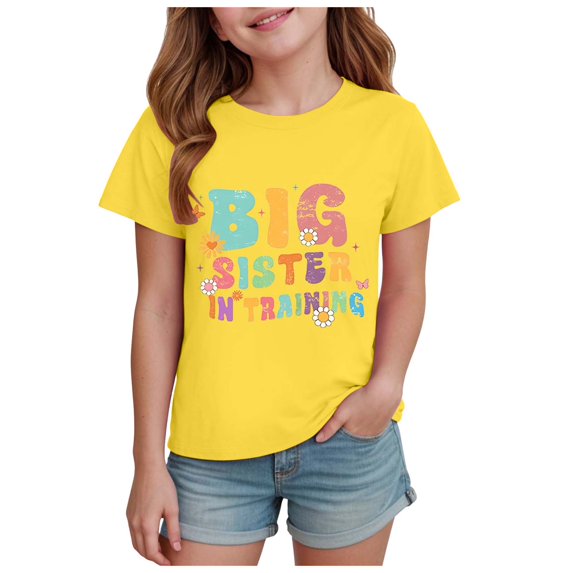Toddler Girls Short Sleeve T-Shirts Kids Summer 24 Months 2t 3t 4t 5t 6t 7t Oversized Crew Neck Tops Trendy Casual Basic Loose Tees Gibobby,5-6 Years,Yellow