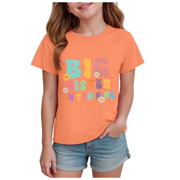 Toddler Girls Short Sleeve T-Shirts Kids Summer 24 Months 2t 3t 4t 5t 6t 7t Oversized Crew Neck Tops Trendy Casual Basic Loose Tees Gibobby,7-8 Years,Orange