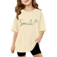 thumbnail image 1 of Toddler Girls Short Sleeve T Shirts Kids Summer Oversized Tops Casual Crewneck Basic Tees Clothes Size 3-4T, 1 of 6