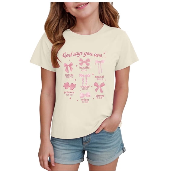Toddler Girls Short Sleeve T-Shirts School Uniform Quick Dry 24 Months 2t 3t 4t 5t 6t 7t Athletic Tops Dance Casual Beach Vacation Summer Wear Gibobby,9-10Years,Beige