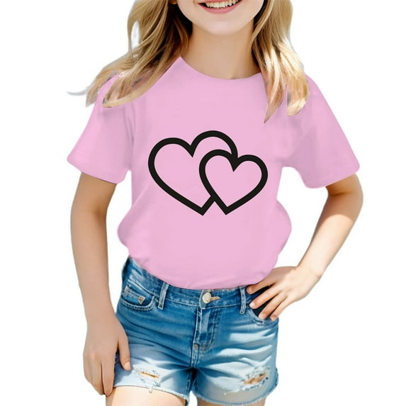 Toddler Girls Short Sleeve T-Shirts Solid Color Blouse Tops Modern Fit School Clothes for Kids Holiday Casual Summer Tops