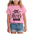 thumbnail image 1 of Toddler Girls Short Sleeve T-shirt Breathable Crew Neck Pullover Tee Tops Letter Printed Solid Color Sweatshirts, 1 of 2
