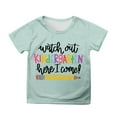 thumbnail image 1 of Toddler Girls Short Sleeve Tops Casual Cartoon Print Tees Crewneck Shirts Clothing Mint Green Size 3-4T, 1 of 4